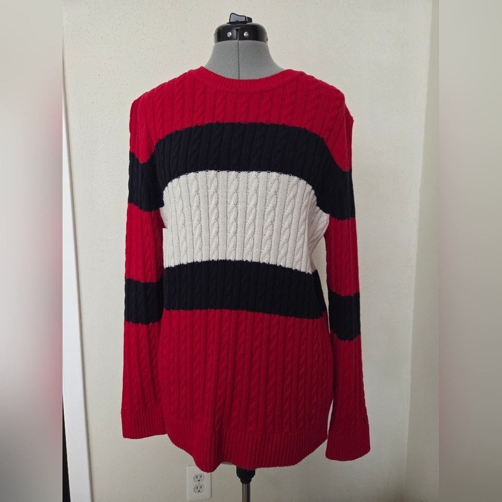 Tommy Hilfiger Red, Black, and White Crewneck Sweater